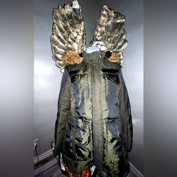 Miss Sixty Down & Faux Fur Trim Utility Winter Jacket Parka Coat Small - Picture 3 of 17